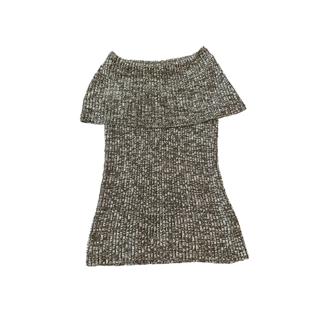 Kenneth Cole Wool Blend Marled Womens Sweater Top S Cowl‎ Tunic Y2K Bardot Indie